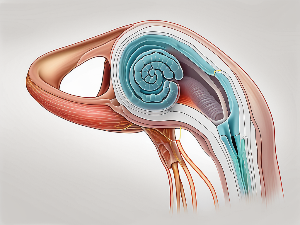 The human ear anatomy highlighting the cochlear nerve in a different color to emphasize its location and importance