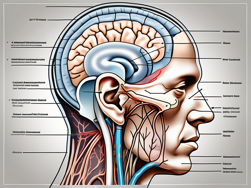 A cross-sectional view of the human head