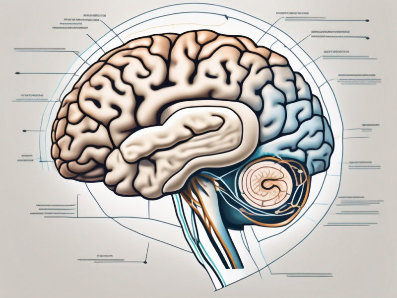 The human brain showing the auditory pathway