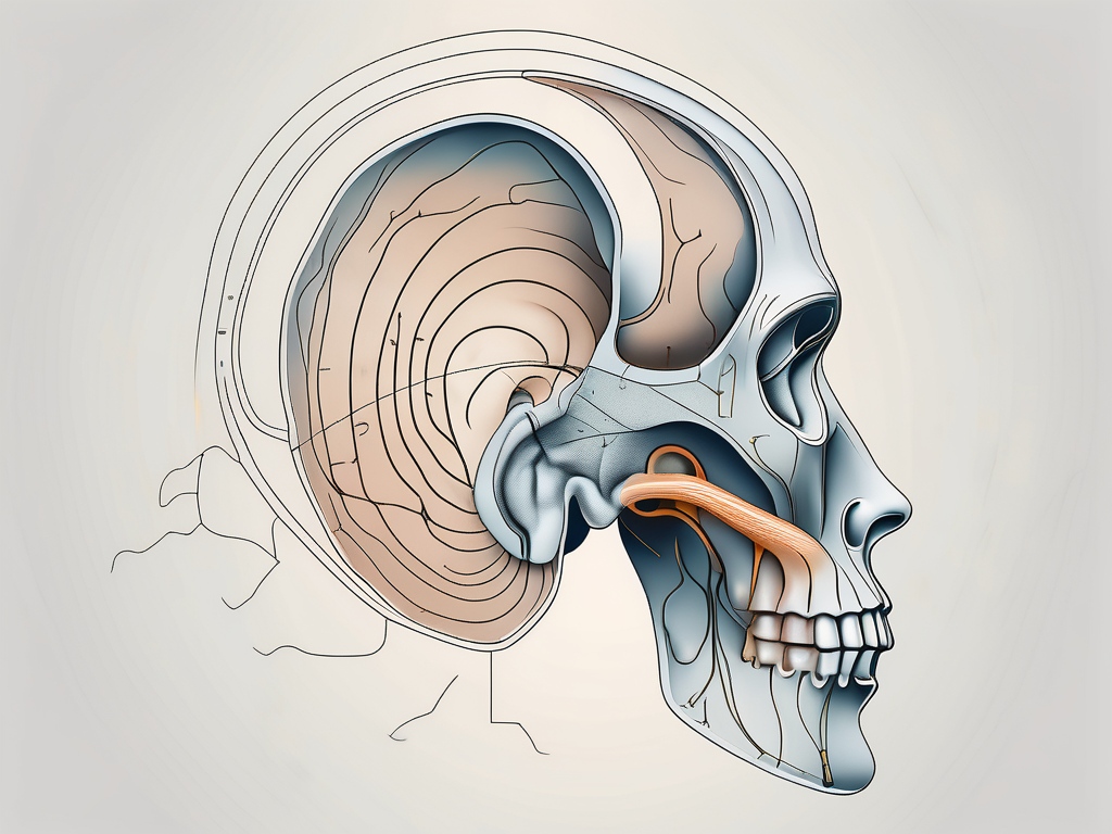 The human ear anatomy highlighting the cochlear nerve